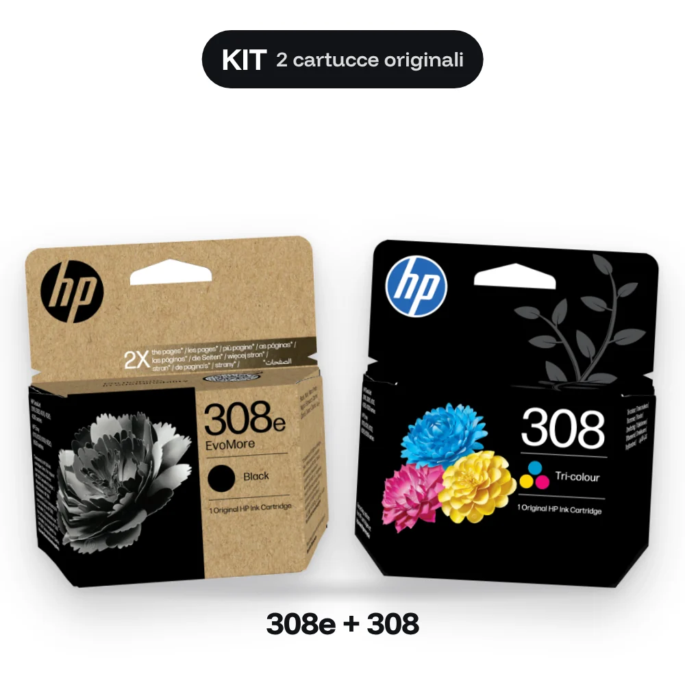 HP 308e + 308 – Kit nero + colore originale